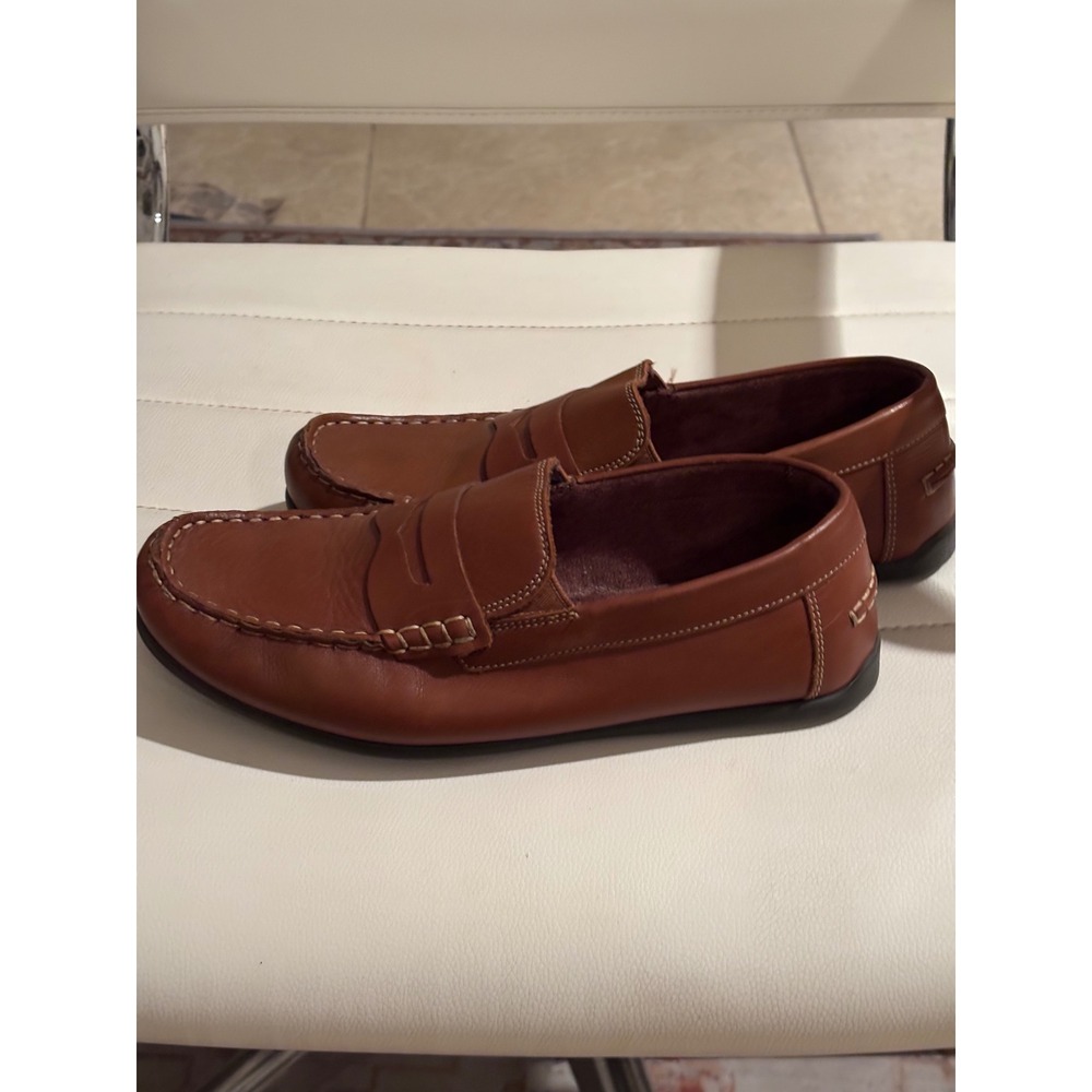 Florsheim Kids Brown Leather Penny Loafers Memory Foam Shoes 16564 7 M